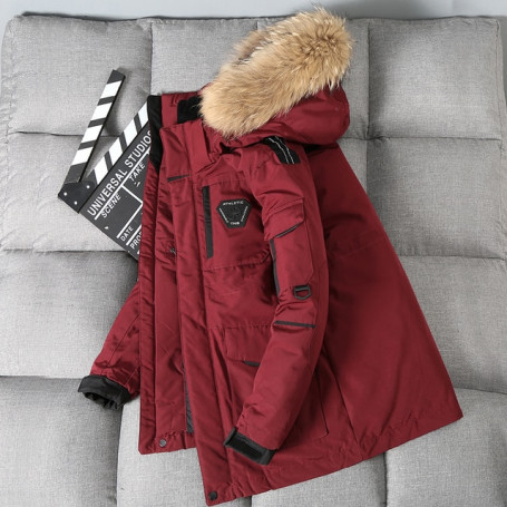 Thicken Men's Down Jacket With Big Real Fur Collar Warm Parka -30 degrees Casual Waterproof Down Coat Size 3XL