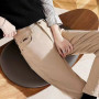 New Plus Velvet Women Jeans Button High Waist Solid Pants Pockets Thicken Fashion Casual Straight Trousers