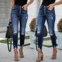 Women's Jeans High Waist Stretch Ripped Classic Pants Streetwear