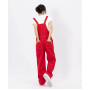 Women's Red Vintage Suspender Jeans Fashion Pocket Baggy Wide Leg Pants Streetwear Casual Straight Denim Trouser