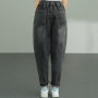 Vintage Baggy Harem Jeans Women Oversized Big Pockets Ankle-Length Denim Pants Streetwear