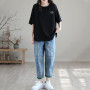 Vintage Ripped Spliced Chic Harem Jeans Women High Waist Capris Denim Pant Baggy Casual Streetwear