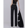 Women High Waisted  Full Length Denim Pants Wide Leg Comfortable Trousers