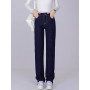 Women High Waisted  Full Length Denim Pants Wide Leg Comfortable Trousers