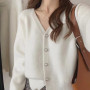 Knitted Cardigan Women Sweater Fashion V-Neck Lady Clothes Soft Loose Coat