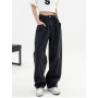 Women Vintage Streetwear Baggy Jeans High Waisted Oversize Wide Leg Pants Grunge Denim Trousers