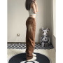 Women's Large Size Retro Straight Jeans New Loose Slimming Casual Wide-Leg Draggle-Tail Trousers