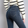 Warm Thick Velvet Jeans High Waist Elastic Pants Skinny Denim Pants Stretch Thermal Jeans Casual Legging Trousers