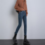 Warm Thick Velvet Jeans High Waist Elastic Pants Skinny Denim Pants Stretch Thermal Jeans Casual Legging Trousers