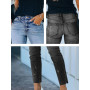 Women's Clothes Slit Mid Waist Cropped Pants Denim Super Stretch Jeans