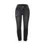 Women's Clothes Slit Mid Waist Cropped Pants Denim Super Stretch Jeans