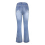 Ladies Jeans Retro Printed Denim Trousers Loose Washed Fashion Straight Pants Casual Pants 90s