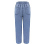 Large Size High Waist Solid-Color Loose Spanning Pants Street Harem Denim Long Pants