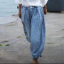 Large Size High Waist Solid-Color Loose Spanning Pants Street Harem Denim Long Pants