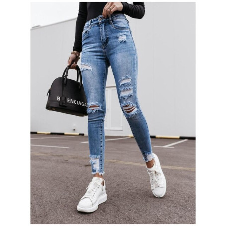 Women High Waist Shaping Skinny Jeans Stretch Ripped Denim Pants Hip Fit  Elastic Comfy Trousers