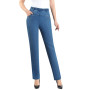 Middle-aged Mother Jeans Loose High waist Black Stretch Straight leg pants Pocket Embroidery Casual Denim Trousers