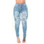 Women's Stretch Skinny Ripped Hole Washed Denim Jeans Slim Jeggings High Waist Pencil Trousers