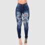 Women's Stretch Skinny Ripped Hole Washed Denim Jeans Slim Jeggings High Waist Pencil Trousers