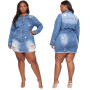 Denim Dress Women Button Mini Dresses Vintage Robe Slim Shirt