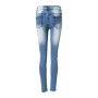 Women Slim Skinny Holes Pants Cutout Ripped Low Waist Jeans Pencil Jeans Denim Button Bleached