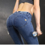 Women Low Waist Skinny Push Up Jeans Slim Mid Waist Fitness Shapewear Jeans