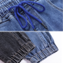 Fashion Ankle Length Harem Jeans Women Casual Elastic High Waist Denim Pants Streetwear Drawstring jogger Pants