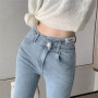 Super Elastic High Waist Pencil Jeans Streetwear Women Skinny Denim Trousers Double Button Retro Stretch Pants