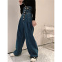 Wide Leg Jeans for Women Bottom Baggy Denim Pants High Waist Full Length Clothing Trousers Vintage Streetwear