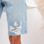 Denim Shorts Woman Fashion High Waist Hole Five-Point Washed Thin Jeans