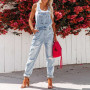 Denim Jumpsuits Women Overall Fashion Ripped Loose Pocket Slim Suspenders Trousers Pants