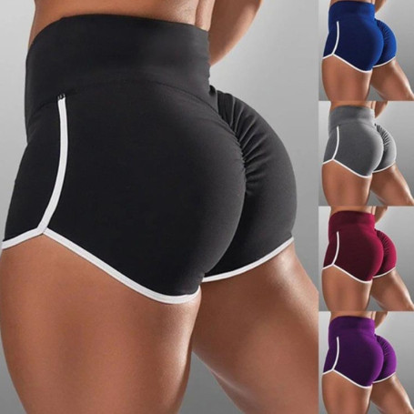 Women High Waist Elasticated Seamless Fitness Leggings Push Up Training Gym Tights Pocket Short