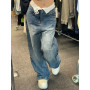 Baggy Jeans Streetwear Women Trousers High Waist Wide Leg Pockets Denim Straight Pants