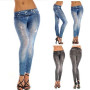 Casual Vintage Jeans Women Slim Skinny Pencil Pants Elastic Stretch Jeans Look Trousers Faux Denim Pants One Size