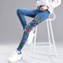 Women with high waist pants plus size skinny jeans vintage 4XL stretch Embroidery