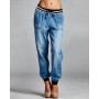 Fashion Pants Vintage High Waist Jeans Women's Jeans Ankle Length Contrast Paneled Drawstring Waist Cuffed Jeans