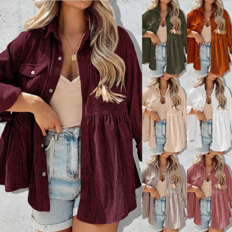 Women's Dress Temperament Commuter Long Sleeve Ruffle Top Bottom Shirt