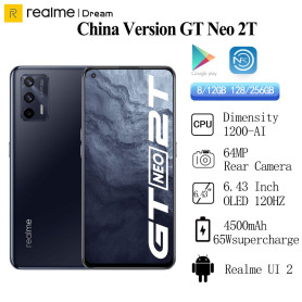 Realme GT Neo 2T Smartphone Dimensity 1200-AI 5G 64MP 6.43" OLED 120Hz 65W Super Fast Charger 4500mAh Dolby Atmos Octa Core NFC Realme GT Neo 2T Smartphone Dimensity 1200-AI 5G 64MP 6.43" OLED 120Hz 65W Super Fast Charger 4500mAh Dolby Atmos Octa Core NFC