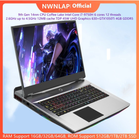 LAPTOP 9th Gen 14nm Core i7-10750H 6 cores 12 threads Windows10 GeForce 4G PCIE*4 dual DDR4 Gaming computer HDMI HD WiFi BT4.0
