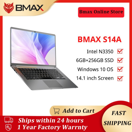 S14A 14.1 Inch Laptop Intel N3350 CPU 6GB RAM 256GB SSD Windows 10 Notebook 1920*1080 IPS LCD Dual Wifi HDMI USB laptop PC