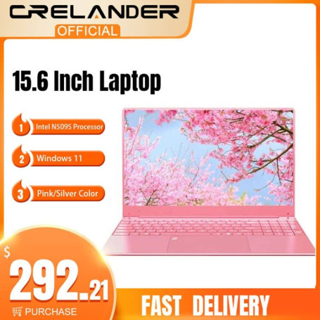 CRELANDER Laptop 15.6 Inch 12GB 16GB RAM Intel Celeron N5095 Windows 11 Backlit Keyboard Fingerprint Unlock Notebook Computer