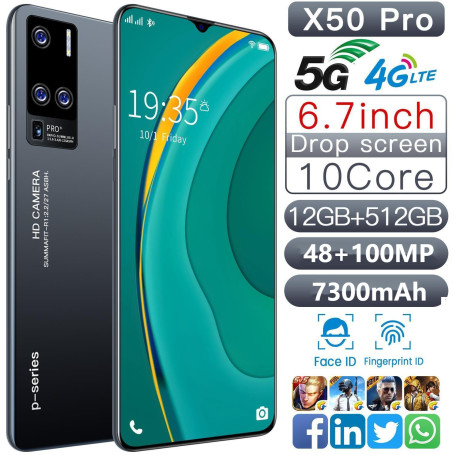 Global Version X50 Pro Smartphones 5G Dual 6.7 Inch 16GB+1TB 7300mAh 48MP+100MP AI Camera Dual SIM Unlocked Andriod Smart Phone