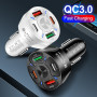 Pd20w Car Charger Qc3.0 Quick Charge One to Four Car Cigarette Lighter Plug 4-Port Car Charger Flash Charge