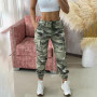 Fashion Women Casual Going Out Daily Wear Trousers Camouflage Print Drawstring Pocket Design Cargo Pants