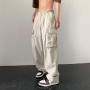 New pocket cargo pants unisex retro high street loose hip hop sweatpants women summer casual straight wide leg pants