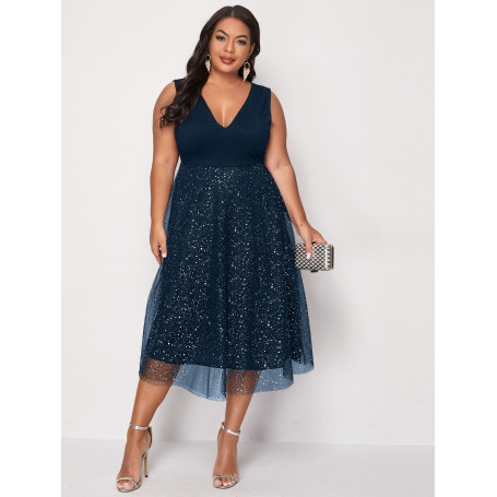 Plus Size 4XL Dress for Women Blue Elegant Midi Curvy Chiffon Clothing 2022 Summer Autumn Ladies Cocktail Evening Party Dresses