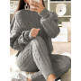 Plus Size Dropped Shoulder Knit Pants Set Women's Long Sleeve Knitted Casual Two-piece Sweater Long Sleeve Top Thick Sweaters