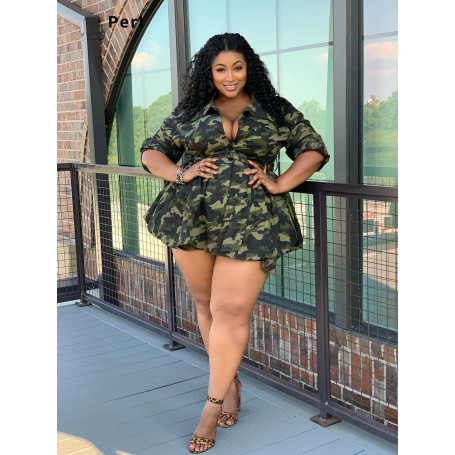 Plus Size Camouflage Mini Dress