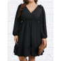 Plus Size Black Loose Dress Women's Long Sleeve V Neck Oversized Casual 4XL Fashion Large Elegant Clothing