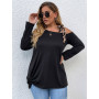 Large Plus Size 4XL Women One Shoulder Long Sleeve Tops Black Blouse Casual Oversized T-Shirts