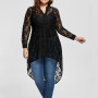 Elegant Lace Tops Women Plus Size Blouse Long Sleeve Lace Shirt Perspective Button Large Tops Clothing